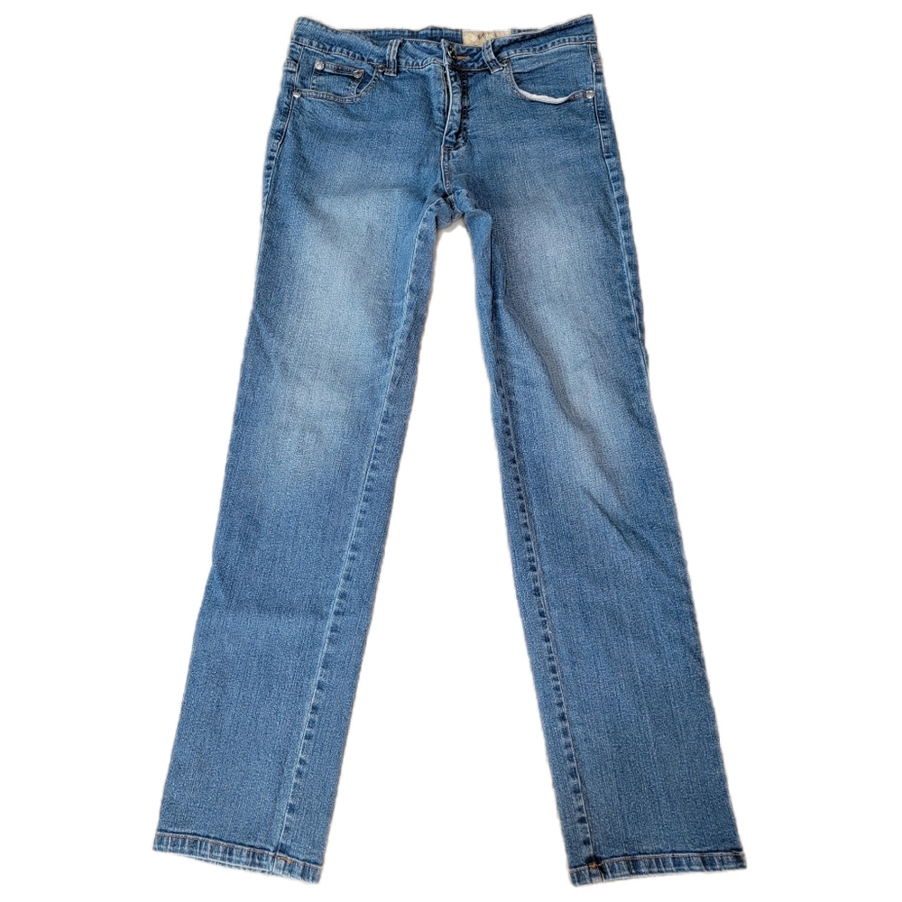 V Cristina Jeans Light Washed Women's Size 10 Rhinestone Pockets Straight Legs - Picture 1 of 6